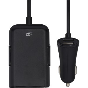 Pilot dual car charger with QC 3.0 dual back seat extended charger, Solid black (Eletronics cables, adapters)