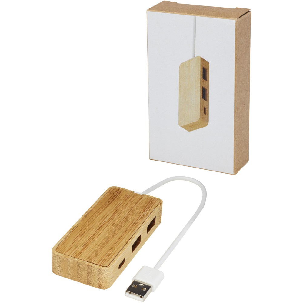 Tapas USB-Hub aus Bambus, natur (Leitungen, Verteiler, Adapter, Kabel)