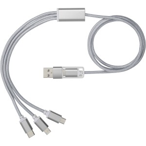 Versatile 3-in-1 charging cable with dual input, Silver (Eletronics cables, adapters)