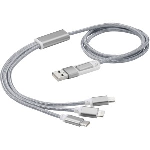 Versatile 3-in-1 charging cable with dual input, Silver (Eletronics cables, adapters)
