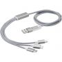 Versatile 3-in-1 charging cable with dual input, Silver