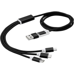Versatile 3-in-1 charging cable with dual input, Solid black (Eletronics cables, adapters)