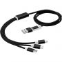 Versatile 3-in-1 charging cable with dual input, Solid black