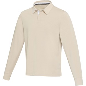 Clyde unisex organic rugby polo sweatshirt, Oatmeal <font size=1>[ENG]</font>