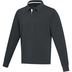 Clyde unisex organic rugby polo sweatshirt, Solid black <font size=1>[ENG]</font>