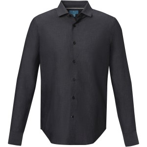 Elevate Cuprite long sleeve men's GOTS organic shirt, Solid black (shirt)