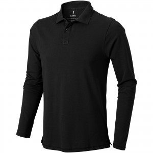 Oakville Langarm Poloshirt fr Herren, schwarz