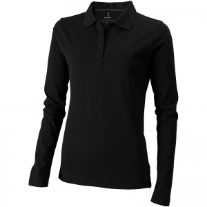Oakville Langarm Poloshirt fr Damen, schwarz