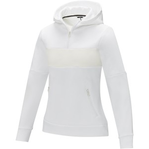 Elevate Sayan women's half zip anorak hooded sweater, White (Pullovers)