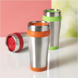 Elwood 470 ml insulated tumbler, Silver,Red (Glasses)