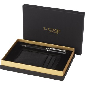 Encore ballpoint pen and wallet gift set, Solid black (Pen sets)