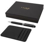 Encore ballpoint pen and wallet gift set, Solid black (10777390)
