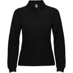 Estrella long sleeve women's polo, Solid black (R66363O)