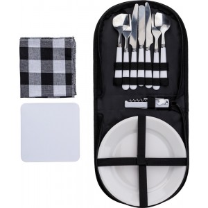 Picknick-Reisetasche aus Segeltuch Jacques, Schwarz