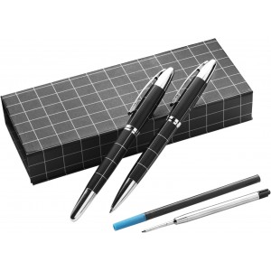 Schreibset aus Metall Daniel, Schwarz/Silber