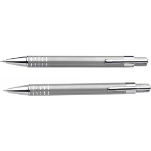 Schreibset aus Aluminium/Metall Yolanda, Silber