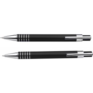 Schreibset aus Aluminium/Metall Yolanda, Schwarz