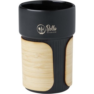 Fika 340 ml tumbler with bamboo sleeve, Solid black (Glasses)