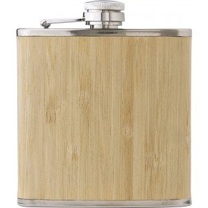 Stainless steel and bamboo hip flask Hayden, brown (Flasks)