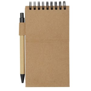 Flipper sticky notepad with ballpoint pen (black ink), Natur (Sticky notes)