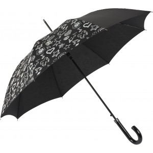 Pongee (190T) umbrella Caleb, black (Foldable umbrellas)