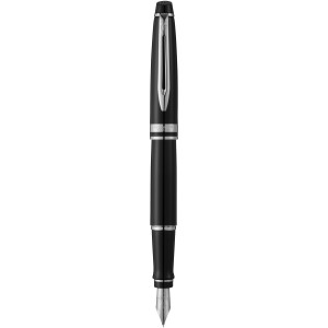 Expert classically designed fountain pen, solid black,Chrome (Fountain-pen, rollerball)