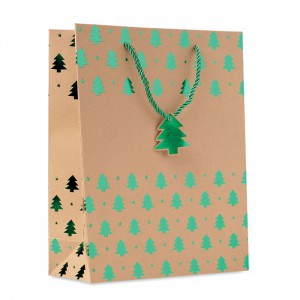 Gift paper bag with pattern, green (Pouches, paper bags, carriers)