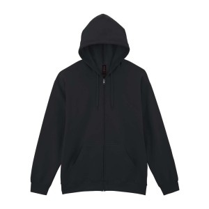 SOFTSTYLE<sup>®</sup> MIDWEIGHT FLEECE ADULT FULL ZIP HOODED SWEATSHIRT, Black <font size=1>[ENG]</font>