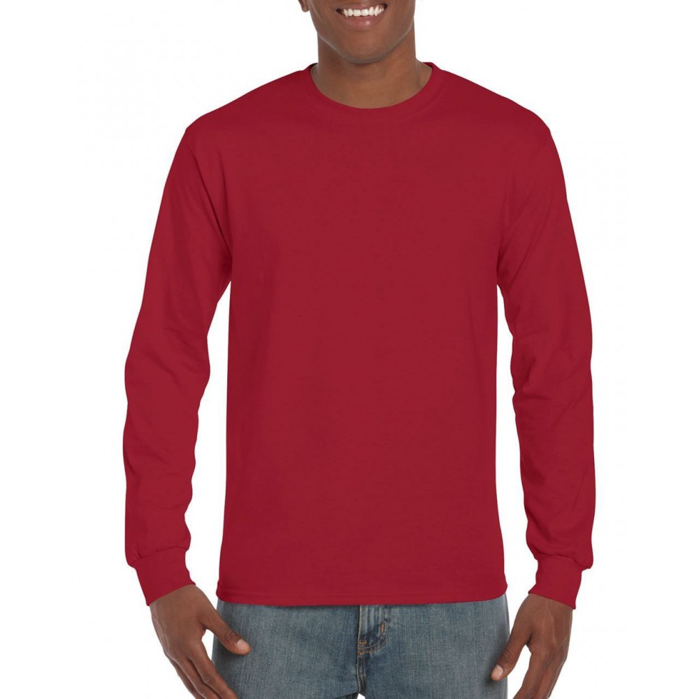 Gildan Ultra Cotton Adult Long Sleeve T-shirt, Cardinal Red, (Long ...