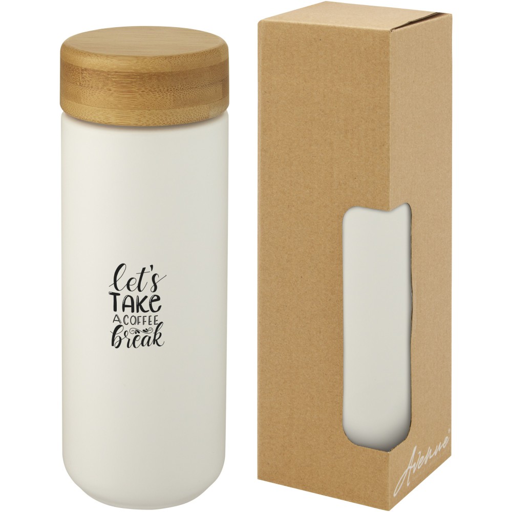 Lumi 300 ml Keramikbecher mit Bambusdeckel, weiss (Glas)