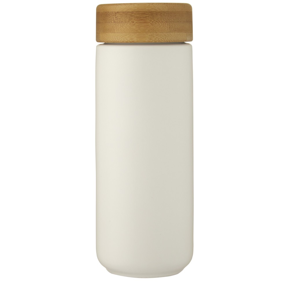 Lumi 300 ml Keramikbecher mit Bambusdeckel, weiss (Glas)