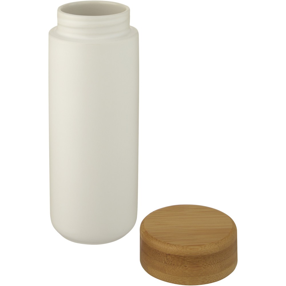 Lumi 300 ml Keramikbecher mit Bambusdeckel, weiss (Glas)