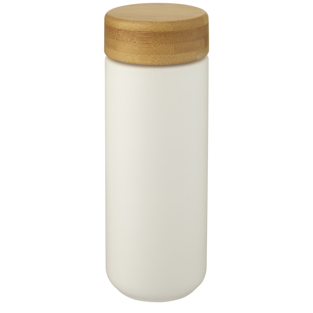 Lumi 300 ml Keramikbecher mit Bambusdeckel, weiss (Glas)