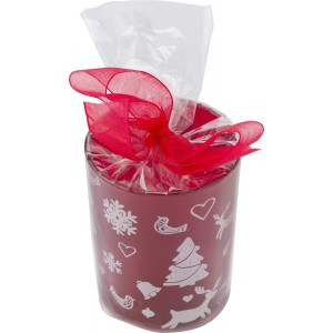 Glass candle holder with Christmas decorations Kirsten, red (Candles)