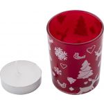 Glass candle holder with Christmas decorations, red (5039-08)