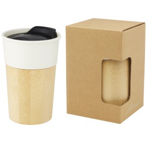 Pereira 320 ml porcelain mug with bamboo outer wall, Off whi (Glasses)