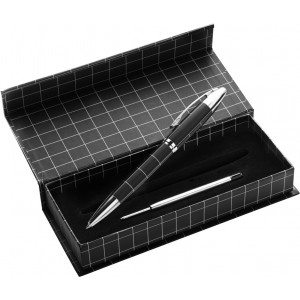 Kugelschreiber aus Metall Malika, Schwarz/Silber