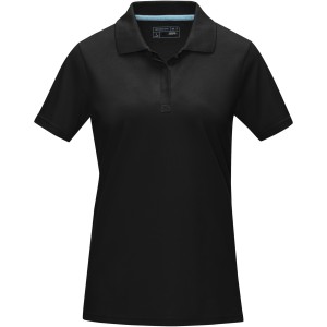 Graphite short sleeve women's GOTS organic polo, Solid black (Polo shirt, 90-100% cotton)