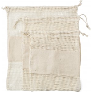 Set aus drei wiederverwendbaren Taschen aus Baumwollgewebe A
