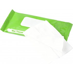 Plastic bag with 10 wet tissues Salma, light green (Hand cleaning gels)