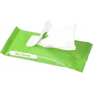 Plastic bag with 10 wet tissues Salma, light green (Hand cleaning gels)