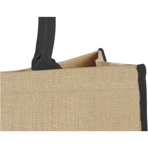 Harry large tote bag made from jute, Natural, solid black (cotton bag)