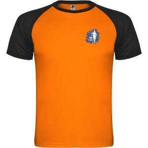 Indianapolis short sleeve unisex sports t-shirt, Fluor Orange, Solid black (T-shirt, mixed fiber, synthetic)