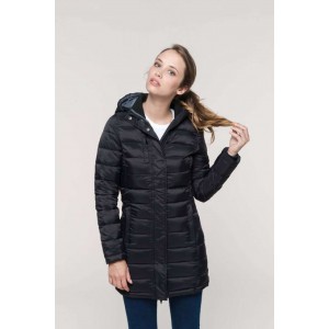LADIES' LIGHTWEIGHT HOODED PADDED PARKA, Navy (Jackets)