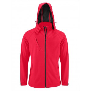 MEN'S DETACHABLE HOODED SOFTSHELL JACKET, Red (Jackets)