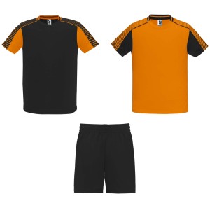 Juve unisex sports set, Orange, Solid black (T-shirt, mixed fiber, synthetic)