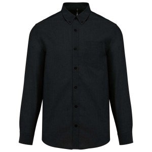 MEN'S LONG-SLEEVED OXFORD SHIRT, Black <font size=1>[ENG]</font>