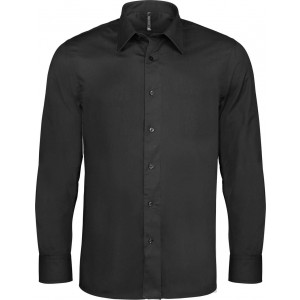 LONG-SLEEVED COTTON/ELASTANE SHIRT, Black <font size=1>[ENG]</font>