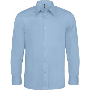 LONG-SLEEVED COTTON/ELASTANE SHIRT, Light Blue <font size=1>[ENG]</font>