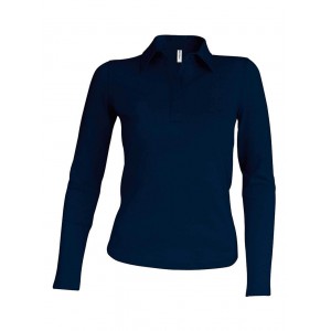 LADIES' LONG-SLEEVED POLO SHIRT, Navy <font size=1>[ENG]</font>
